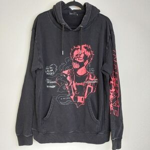 Corpse‎ Husband I Miss You Official Merch Acid Wash Anime Hoodie Black Size XL
